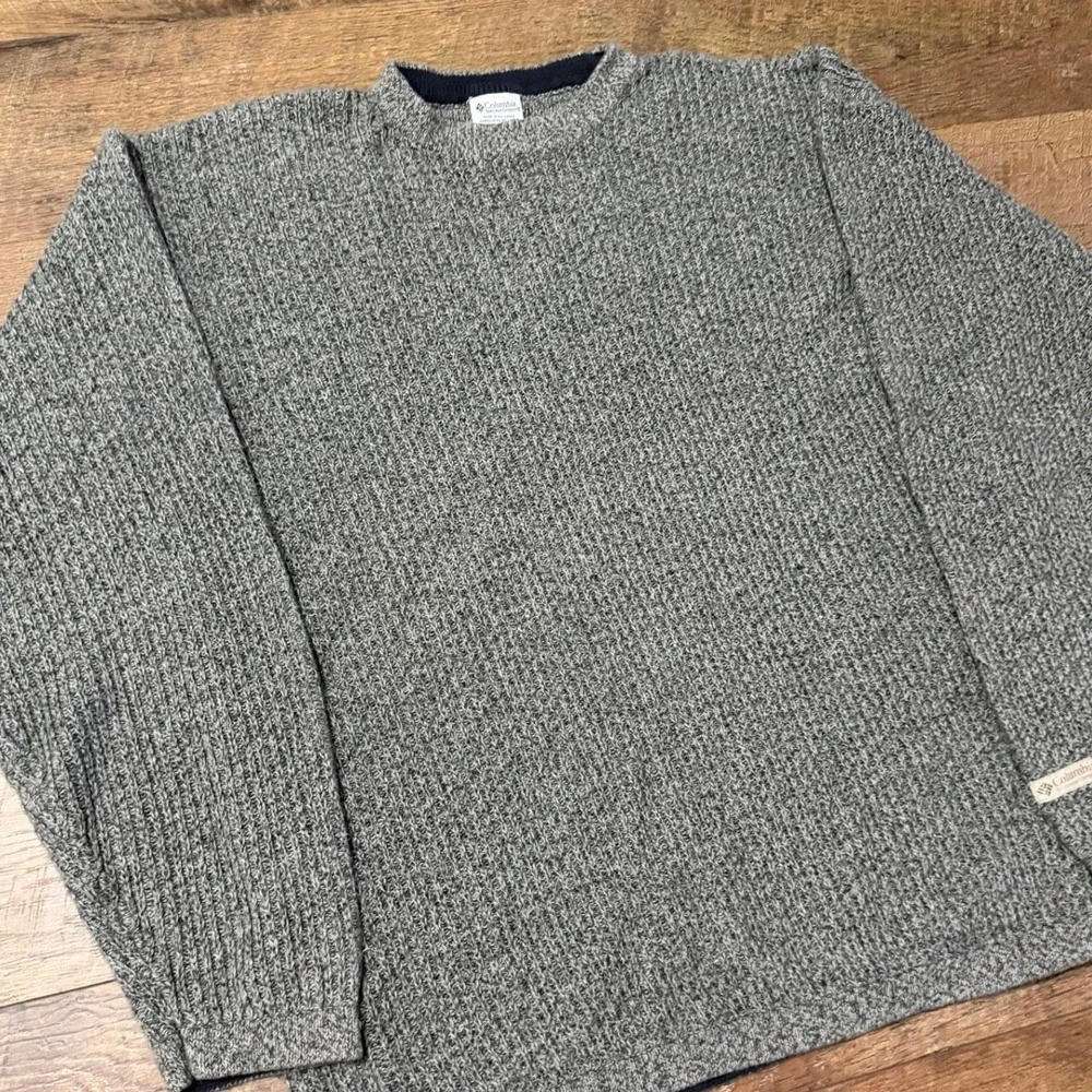 Columbia Sportswear Mens XL Grey Ribbed Knit Cotton Crewneck Sweater Pullover